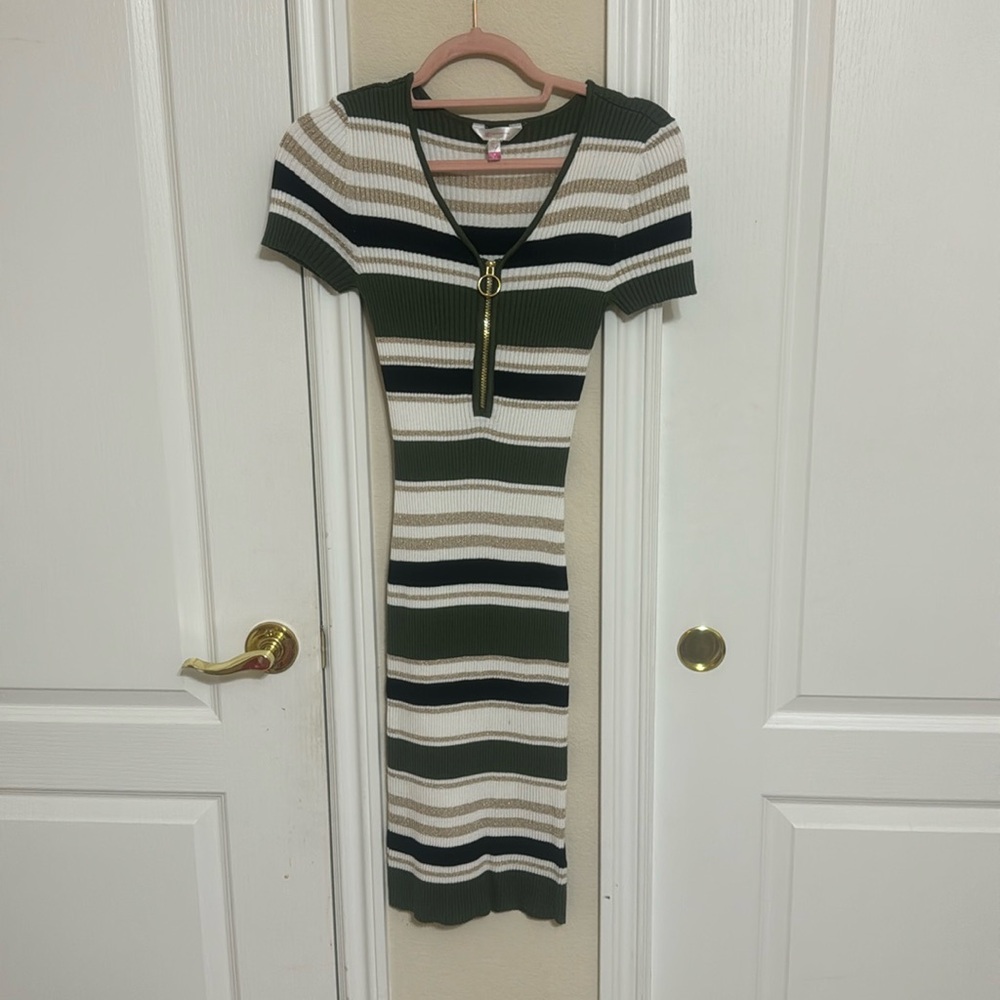 Stretchy Ribbed Midi Sweater Dress